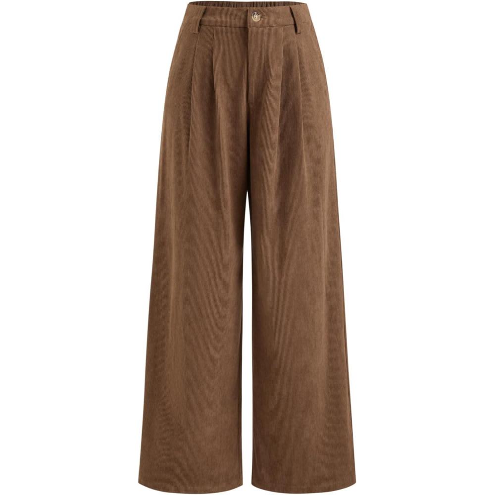 imageCIDER Womens Wide Leg Pants Middle Waist Casual Stylish TrousersBrown