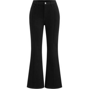 CIDER Middle Waist Flare Leg Jeans for Women Casual Slim Stretch Denim Pants Flared Trouser(Black)