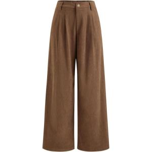 CIDER Women’s Wide Leg Pants Middle Waist Casual Stylish Trousers(Brown)