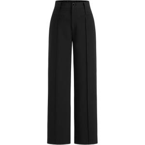 CIDER Work Pants Women Dress Pants Mid Waist Straight Leg Trousers Business Casual Slacks Office Pants(Black)