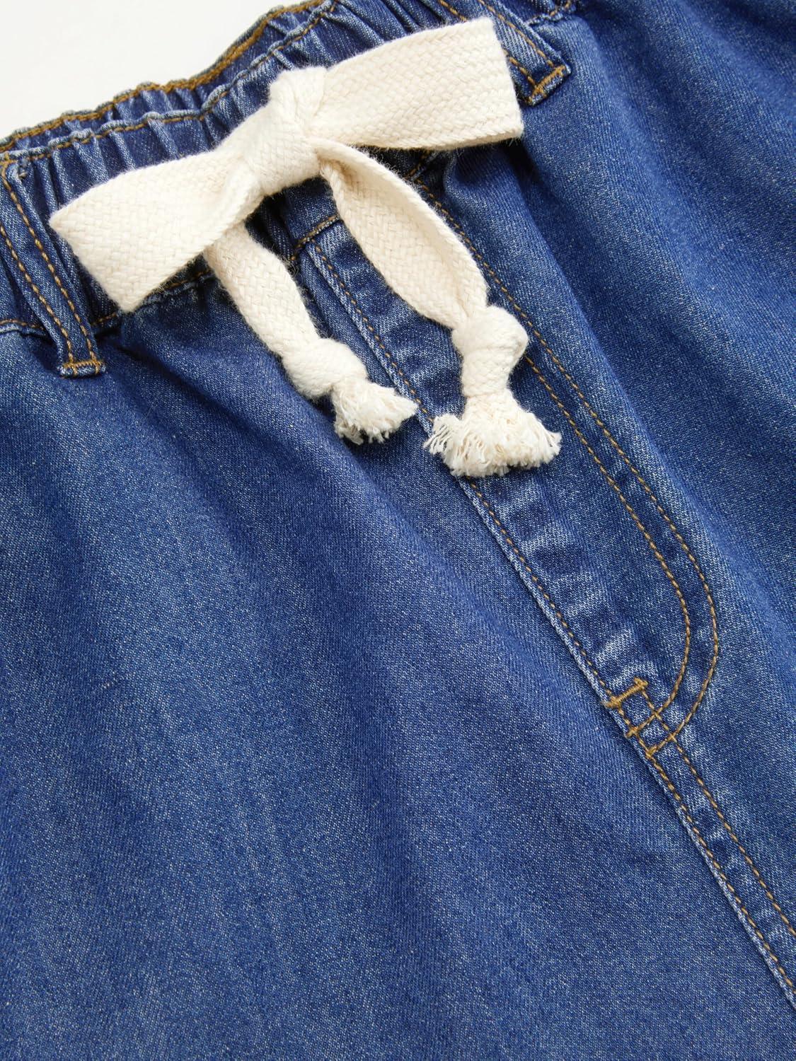 imageCIDER Drawstring Wide Leg Jeans for Women High Waisted Baggy Jeans Denim Pants with PocketsBlue Size Up