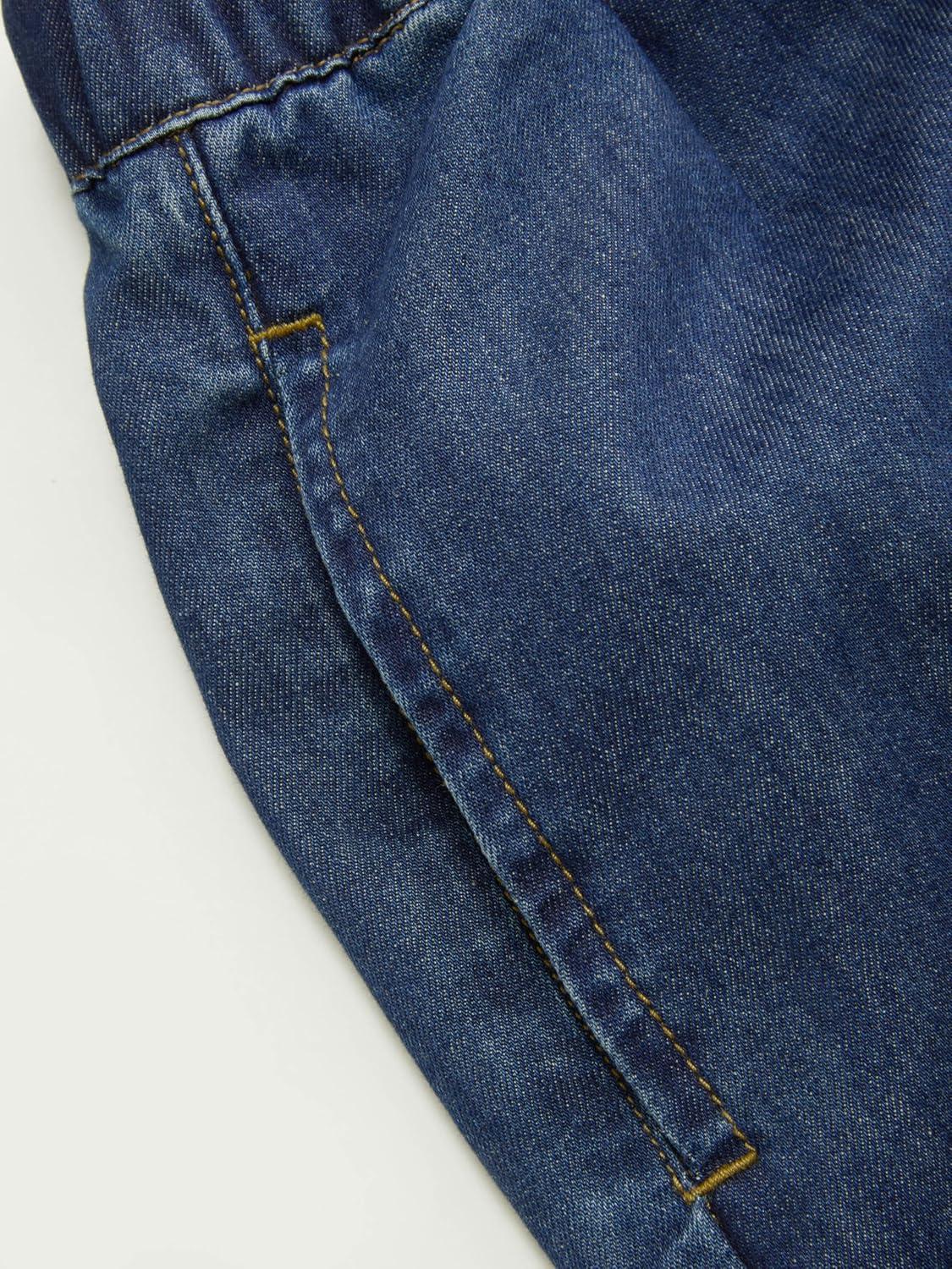 imageCIDER Drawstring Wide Leg Jeans for Women High Waisted Baggy Jeans Denim Pants with PocketsDark Navy Size Up