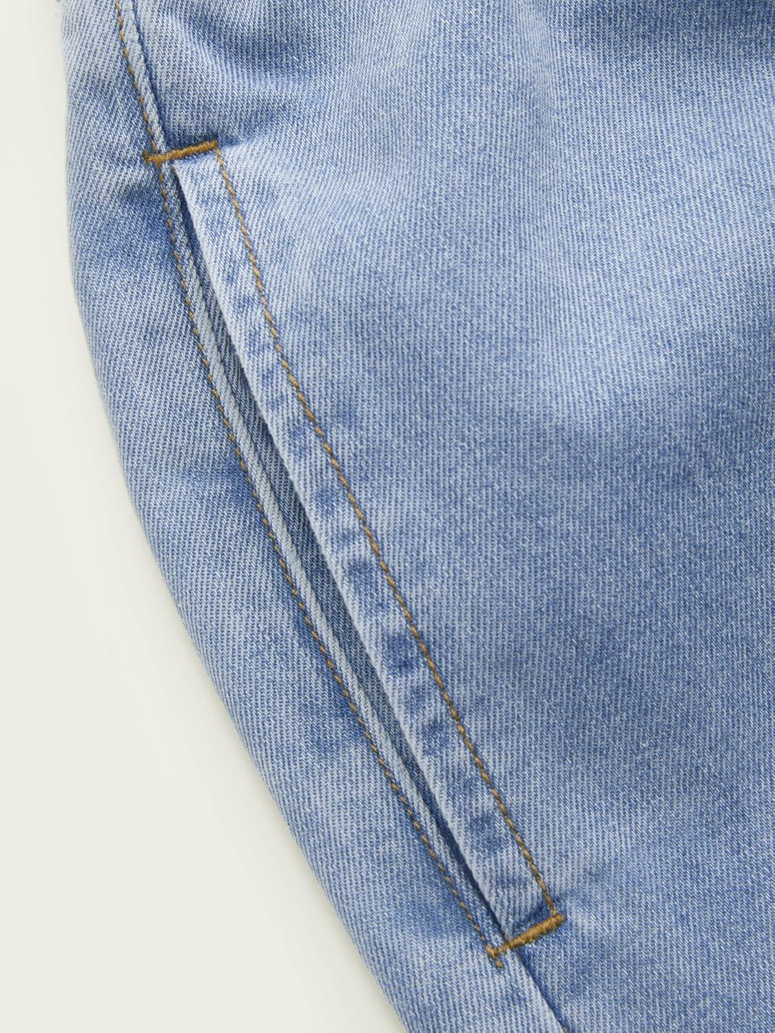 imageCIDER Drawstring Wide Leg Jeans for Women High Waisted Baggy Jeans Denim Pants with PocketsSky Blue Size Up