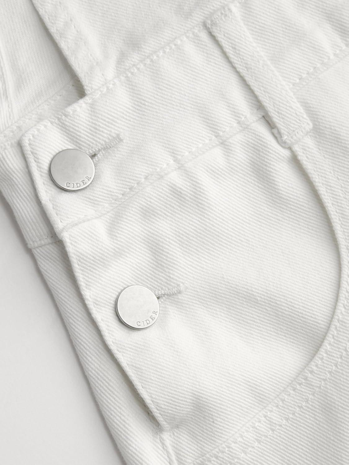 imageCIDER Overalls for Women Denim Bow knot Jumpsuits Adjusable Strap Jean Overall with PocketsWhite