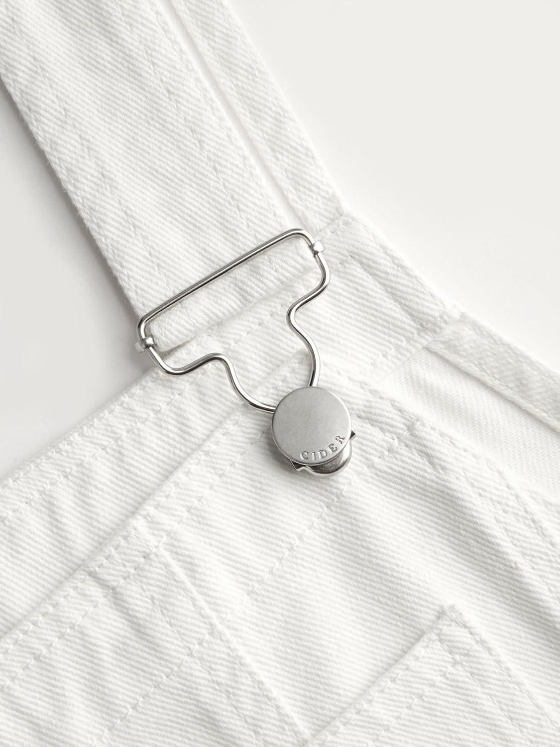 imageCIDER Overalls for Women Denim Bow knot Jumpsuits Adjusable Strap Jean Overall with PocketsWhite