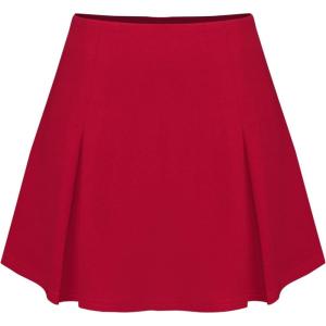 CIDER Mini Skort Pleated Skirt High Waist Skirts for Women Short Zipper Skort Solid Skater Skirt Lined(Red)