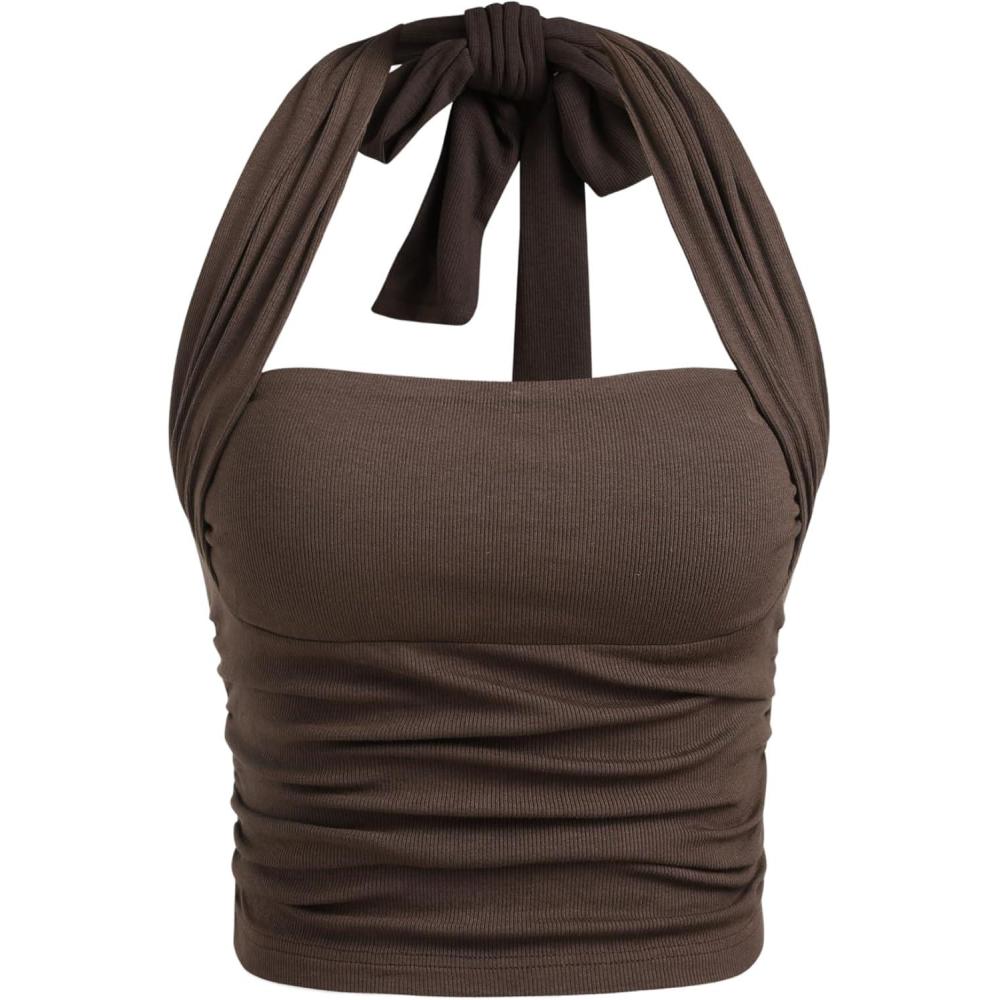 imageCIDER Halter Crop Tops for Women Sleeveless Going Out Tank Crop 2025 TrendyCoffee