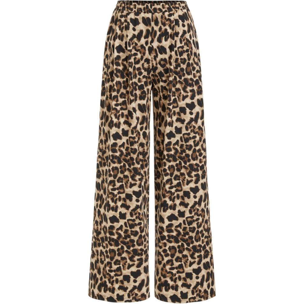 imageCIDER Palazzo Pants for Women Wide Leg Flowy Pants with Pockets Elastic Mid Waist Summer Beach Vacation Outfits LightweightTan