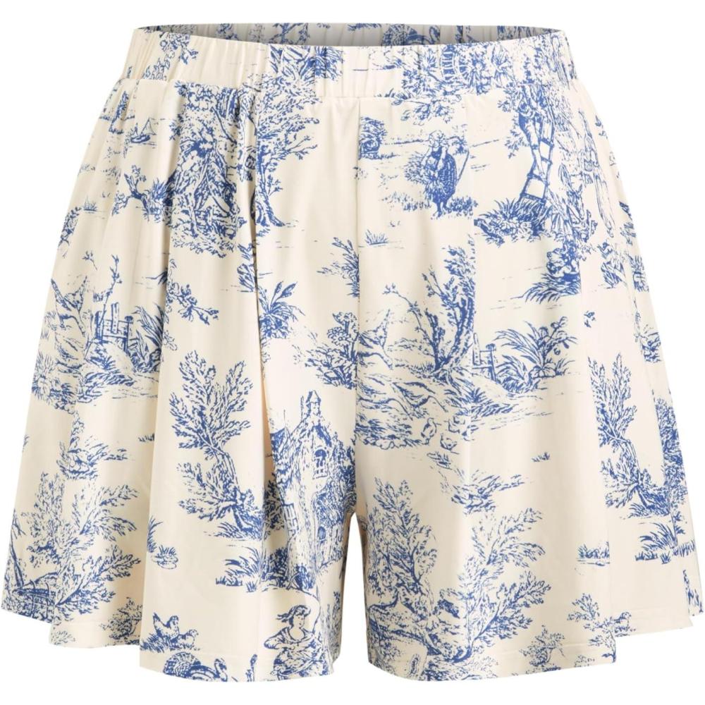 imageCIDER Plus Size Women Shorts Elastic Waist Wide Leg Flowy Shorts Lounge Summer Vacation Boho Casual OutfitsSky Blue