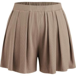 CIDER Plus Size Women Shorts Elastic Waist Wide Leg Flowy Shorts Lounge Summer Vacation Boho Casual Outfits(Coffee)