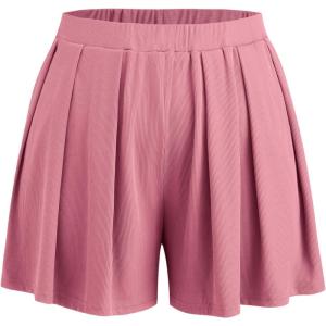 CIDER Plus Size Women Shorts Elastic Waist Wide Leg Flowy Shorts Lounge Summer Vacation Boho Casual Outfits(Pink)