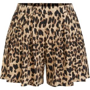 CIDER Plus Size Women Shorts Elastic Waist Wide Leg Flowy Shorts Lounge Summer Vacation Boho Casual Outfits(Tan)