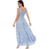 OSTOO Robe Longue d&rsquo;été 2025 à Volants Style bohème à Volants pour Femme(Bleu)