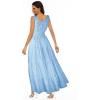 OSTOO Robe Longue d&rsquo;été 2025 à Volants Style bohème à Volants pour Femme(Bleu/Carreaux)