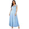 OSTOO Robe Longue d&rsquo;été 2025 à Volants Style bohème à Volants pour Femme(Bleu/Carreaux)