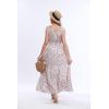 OSTOO Robe Longue d&rsquo;été 2025 à Volants Style bohème à Volants pour Femme(Bleu/Fleur)