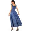 OSTOO Robe Longue d&rsquo;été 2025 à Volants Style bohème à Volants pour Femme(Denim Bleu Foncé)