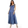 OSTOO Robe Longue d&rsquo;été 2025 à Volants Style bohème à Volants pour Femme(Denim Bleu Foncé)