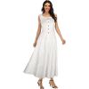 OSTOO Robe Longue d&rsquo;été 2025 à Volants Style bohème à Volants pour Femme(Ecru)