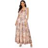 OSTOO Robe Longue d&rsquo;été 2025 à Volants Style bohème à Volants pour Femme(Fleur de Noix de Cajou Rose)