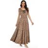 OSTOO Robe Longue d&rsquo;été 2025 à Volants Style bohème à Volants pour Femme(Kaki)