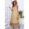 OSTOO Robe Longue d&rsquo;été 2025 à Volants Style bohème à Volants pour Femme(Motif À Fleurs – Jaune)
