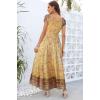 OSTOO Robe Longue d&rsquo;été 2025 à Volants Style bohème à Volants pour Femme(Motif À Fleurs – Jaune)