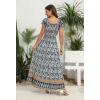 OSTOO Robe Longue d&rsquo;été 2025 à Volants Style bohème à Volants pour Femme(Motif Floral Bleu.)
