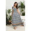 OSTOO Robe Longue d&rsquo;été 2025 à Volants Style bohème à Volants pour Femme(Motif Floral Bleu.)