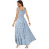 OSTOO Robe Longue d&rsquo;été 2025 à Volants Style bohème à Volants pour Femme(Motif Floral Bleu Clair.)