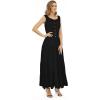 OSTOO Robe Longue d&rsquo;été 2025 à Volants Style bohème à Volants pour Femme(Noir Uni)