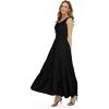OSTOO Robe Longue d&rsquo;été 2025 à Volants Style bohème à Volants pour Femme(Noir Uni)