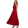 OSTOO Robe Longue d&rsquo;été 2025 à Volants Style bohème à Volants pour Femme(Rouge)