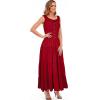 OSTOO Robe Longue d&rsquo;été 2025 à Volants Style bohème à Volants pour Femme(Rouge)