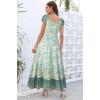 OSTOO Robe Longue d&rsquo;été 2025 à Volants Style bohème à Volants pour Femme(Vert/Fleur)