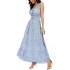 OSTOO Robe Longue d&rsquo;été 2025 à Volants Style bohème à Volants pour Femme(Bleu)