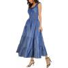 OSTOO Robe Longue d&rsquo;été 2025 à Volants Style bohème à Volants pour Femme(Denim Bleu Foncé)