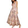 OSTOO Robe Longue d&rsquo;été 2025 à Volants Style bohème à Volants pour Femme(Fleur de Noix de Cajou Rose)