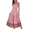OSTOO Robe Longue d&rsquo;été 2025 à Volants Style bohème à Volants pour Femme(Fleurs Roses)