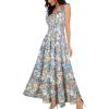 OSTOO Robe Longue d&rsquo;été 2025 à Volants Style bohème à Volants pour Femme(Fleurs de Noix de Cajou Bleues)