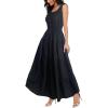 OSTOO Robe Longue d&rsquo;été 2025 à Volants Style bohème à Volants pour Femme(Noir Uni)