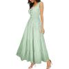 OSTOO Robe Longue d&rsquo;été 2025 à Volants Style bohème à Volants pour Femme(Vert/Carreaux)