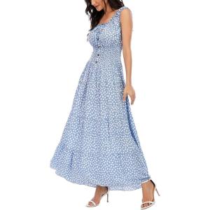 OSTOO Robe Longue d&rsquo;été 2025 à Volants Style bohème à Volants pour Femme(Bleu)