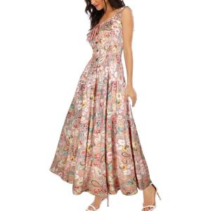 OSTOO Robe Longue d&rsquo;été 2025 à Volants Style bohème à Volants pour Femme(Fleur de Noix de Cajou Rose)