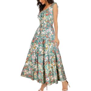 OSTOO Robe Longue d&rsquo;été 2025 à Volants Style bohème à Volants pour Femme(Vert)