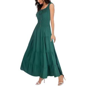 OSTOO Robe Longue d&rsquo;été 2025 à Volants Style bohème à Volants pour Femme(Vert Foncé)