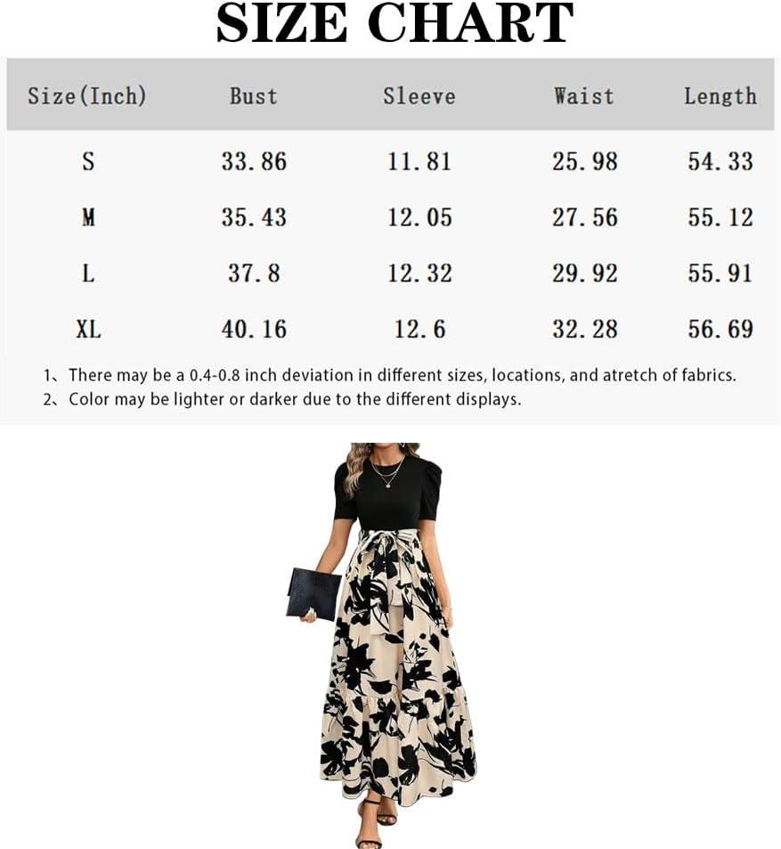 imageRobe Femme Fleurs Manches Longues Col Rond Bodycon Chic et lgante Boho Longue Casual Vacances Robes de PlageNoir