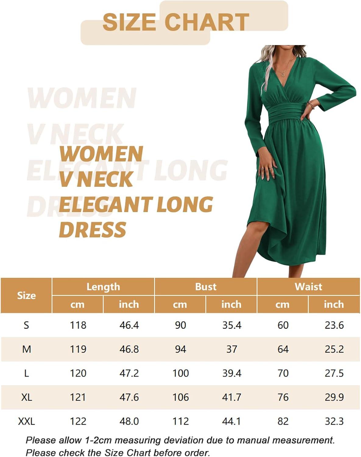 imageRobe Hivert Femme lgante Col en V Manches LonguesCourtes Robes Casual Solide Taille Haute Ligne A Robe Longue Dress de Mariage DcontracteBvert
