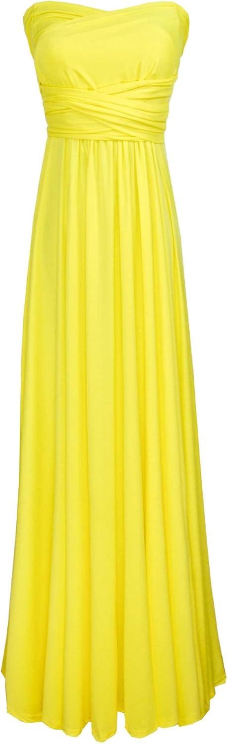 imageRobe soire pour femme lgante avec dos nu et col V longueur au sol pour la plage mariage demoiselles dhonneur bal ltJaune