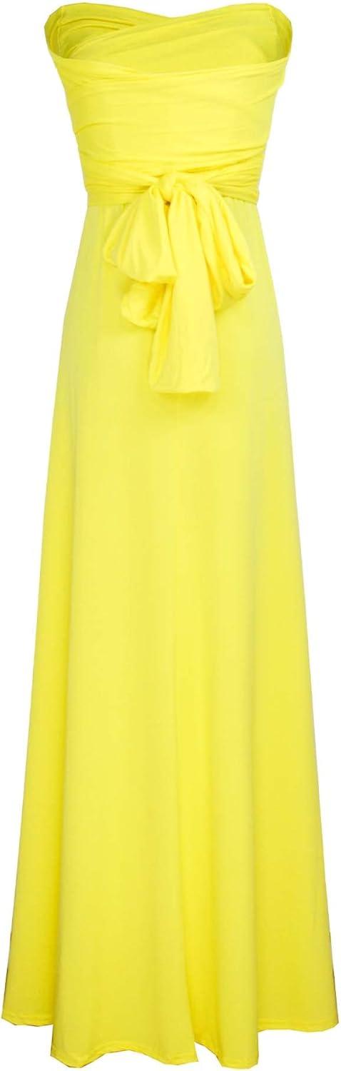 imageRobe soire pour femme lgante avec dos nu et col V longueur au sol pour la plage mariage demoiselles dhonneur bal ltJaune